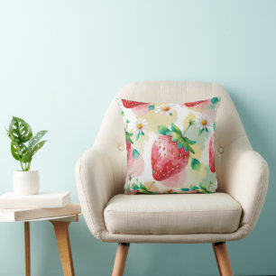 Cute strawberries rainbow birthday party cushion
