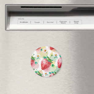 Cute strawberries rainbow birthday party magnet