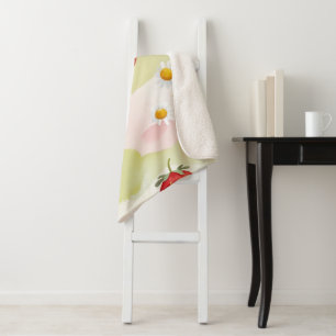 Cute strawberries rainbow birthday party sherpa blanket