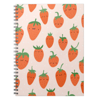 Cute Strawberries: Vintage Cartoon Pattern Notebook