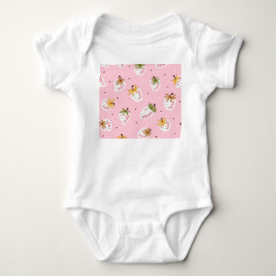 Cute Strawberries Vintage Fruit Wallpaper Baby Bodysuit