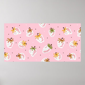 Cute Strawberries vintage Seamless pattern. Fruit  Poster