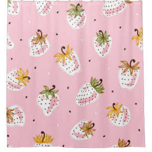 Cute Strawberries vintage Seamless pattern. Fruit Shower Curtain