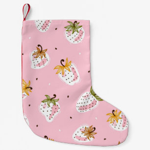 Cute Strawberries vintage Seamless pattern. Fruit Small Christmas Stocking
