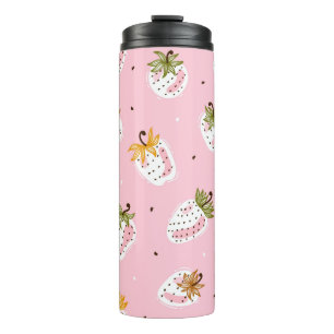 Cute Strawberries vintage Seamless pattern. Fruit Thermal Tumbler