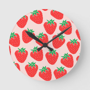 Cute Strawberries Wall Clock