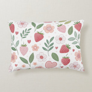 Cute Strawberry Accent Throw Pillow