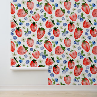 Cute Strawberry and Blueberry Wallpaper