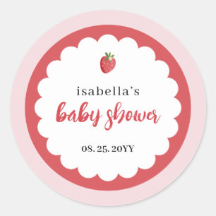 Cute Strawberry Baby Shower Favour Classic Round Sticker