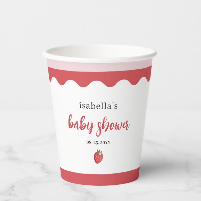 Cute Strawberry Baby Shower Paper Cups (Front)