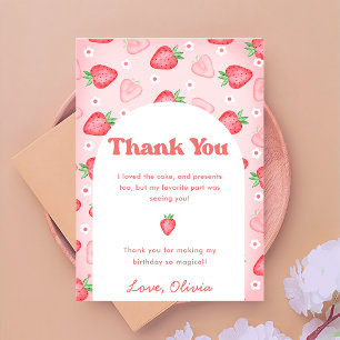 Cute Strawberry Berry Birthday Thank You Card