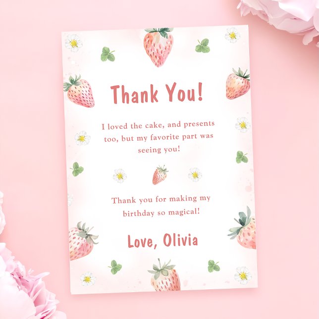 Cute Strawberry Berry Birthday Thank You Invitation (Creator Uploaded)