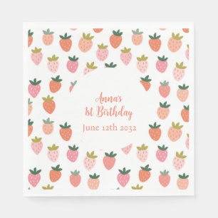 Cute Strawberry Birthday Napkins