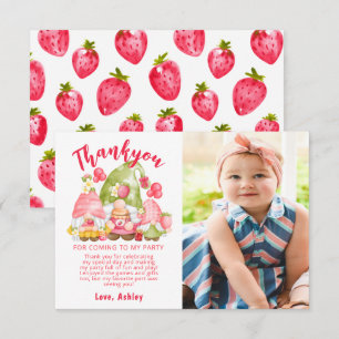 Cute Strawberry Birthday Photo Thank You Card