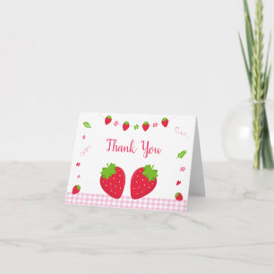 Cute Strawberry Birthday Thank You Card