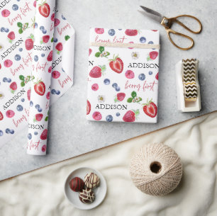 Cute Strawberry birthday Wrapping Paper
