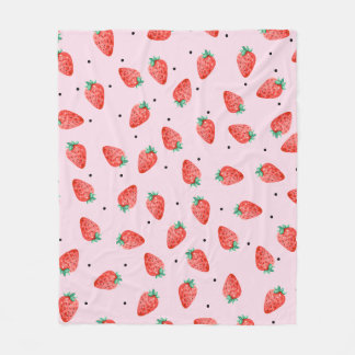 Cute Strawberry Blanket With Black Dots, pink 