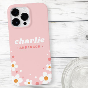 Cute strawberry blossom retro font light pink Case-Mate iPhone 14 pro max case