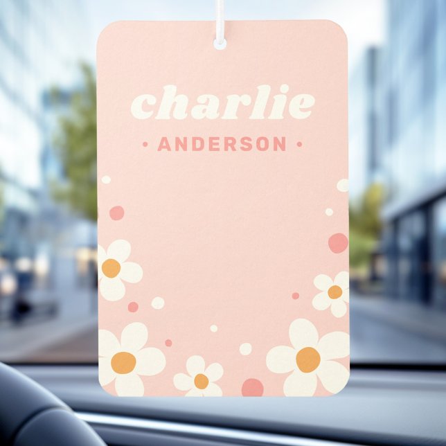 Cute strawberry blossom retro font name light pink car air freshener (Cute strawberry blossom retro font name light pink air freshener)