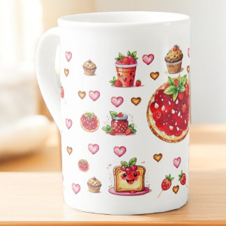 Cute Strawberry 💗🍓🥨  Bone China Mug