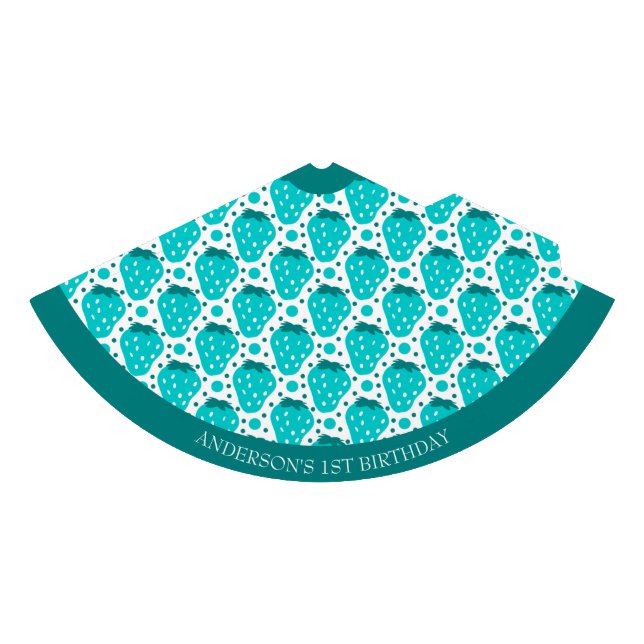 Cute Strawberry Boy First Birthday Blue Party Hat (Front)