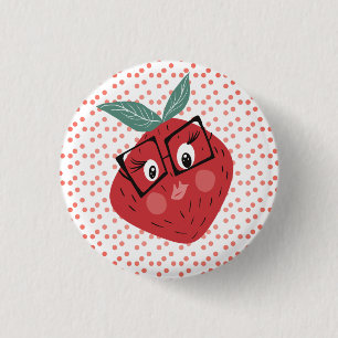 Cute Strawberry Cartoon Hand Drawn Doodle 3 Cm Round Badge