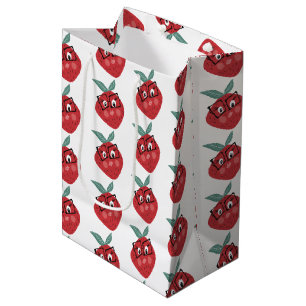 Cute Strawberry Cartoon Hand Drawn Doodle       Medium Gift Bag