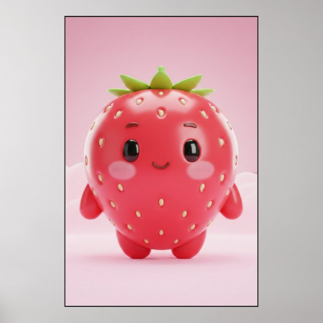 Cute Strawberry Character Poster Art (Front)