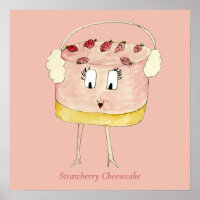 Cute Strawberry Cheesecake Funny Quirky Cake Pink