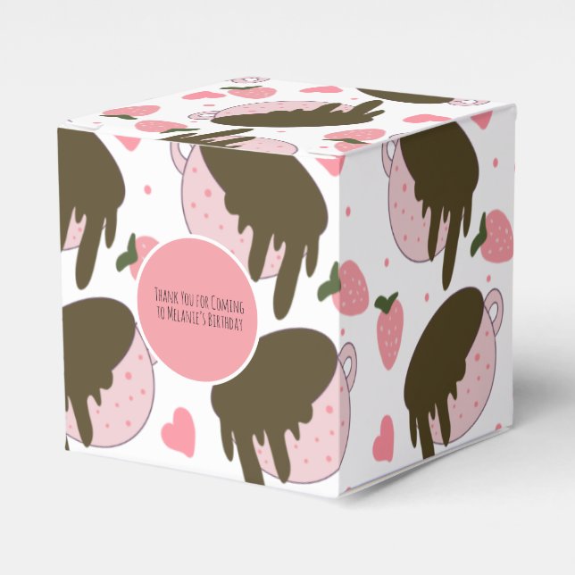 Cute Strawberry Chocolate Dripping Coffee Hearts   Favour Box (Front Side)