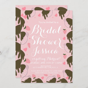 Cute Strawberry Chocolate Dripping Coffee Hearts Invitation