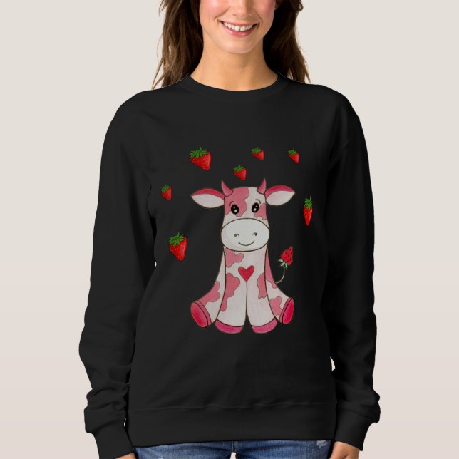 Cute Strawberry Cow Fruit Sweatshirt (Front)