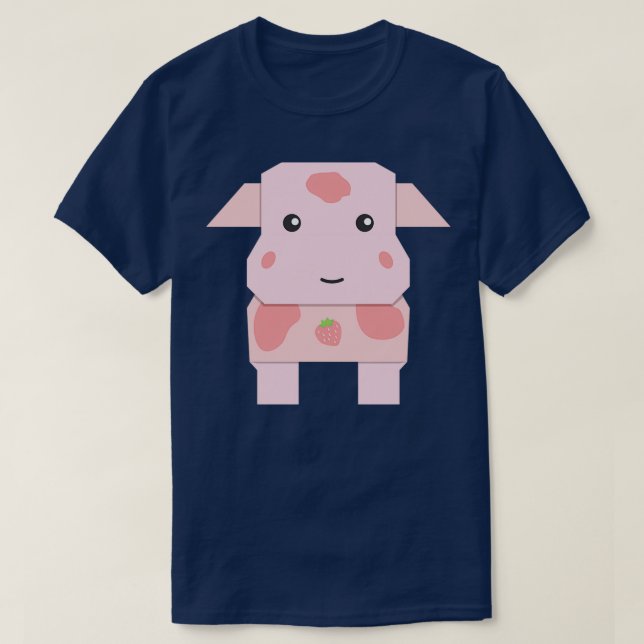 Cute Strawberry Cow Origami Style 1 T-Shirt (Design Front)