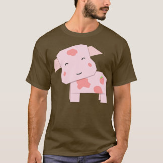 Cute Strawberry Cow Origami Style T-Shirt