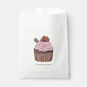 Cute Strawberry Cupcake In Watercolor Favour Bag