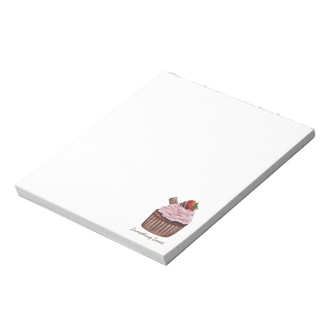Cute Strawberry Cupcake  In Watercolor  Notepad (Rotated)