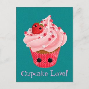 Cute Strawberry Cupcake Postcard