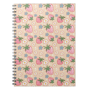 Cute Strawberry & Daisy Seamless Pattern Notebook