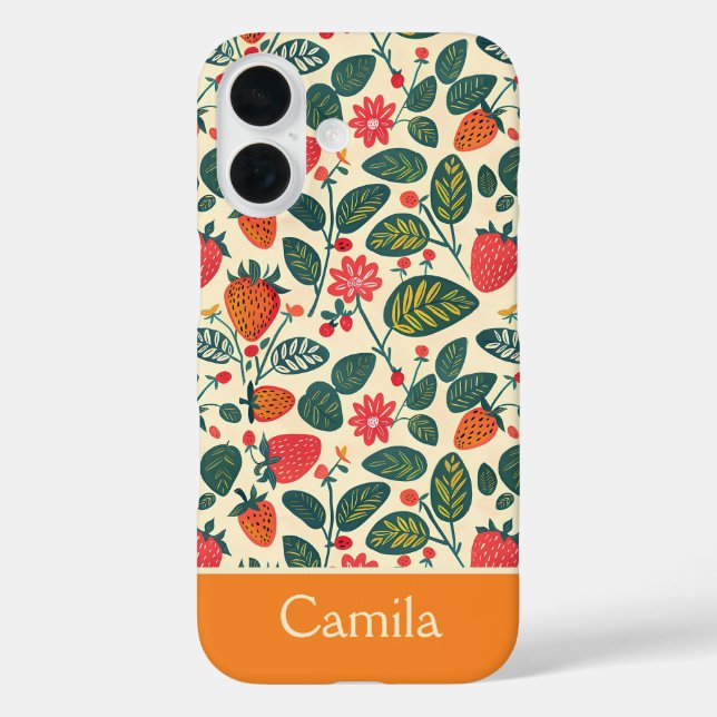 Cute Strawberry Design with custom Name   Case-Mate iPhone Case (Back)
