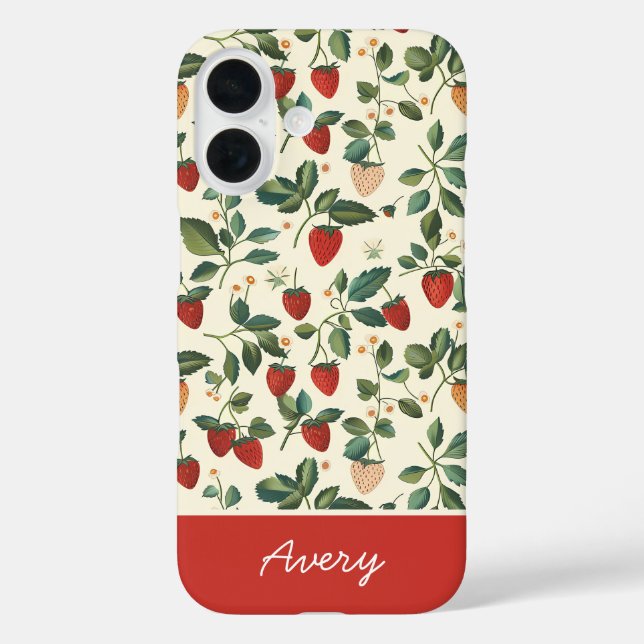 Cute Strawberry Design with custom Name   Case-Mate iPhone Case (Back)