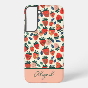 Cute Strawberry Design with custom Name Samsung Galaxy Case