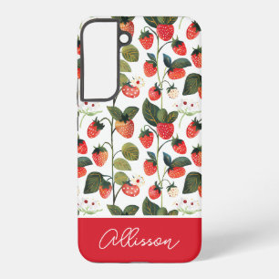 Cute Strawberry Design with custom Name Samsung Galaxy Case