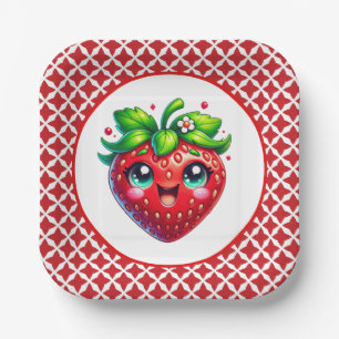 Cute strawberry Festival party Paper Plate