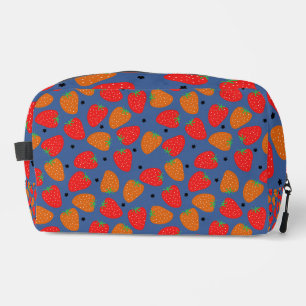 Cute Strawberry Floral Red Orange Blue Dopp Kit