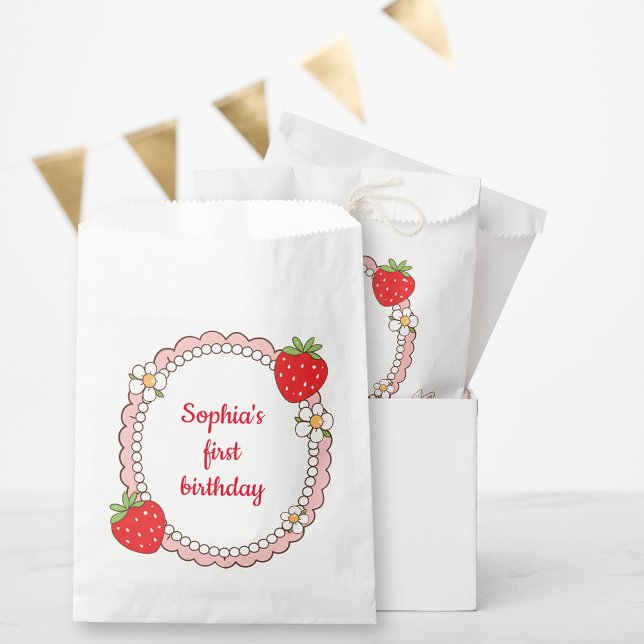 Cute Strawberry Frame Birthday Favour Bag (Creator Uploaded)