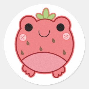 cute strawberry frog classic round sticker
