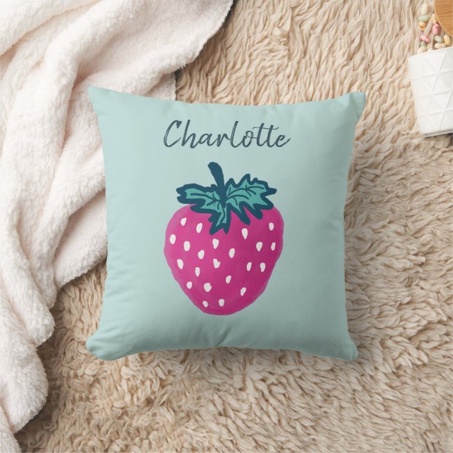 Cute Strawberry Fruit Custom Name  Cushion (Blanket)