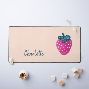 Cute Strawberry Fruit Custom Name Desk Mat