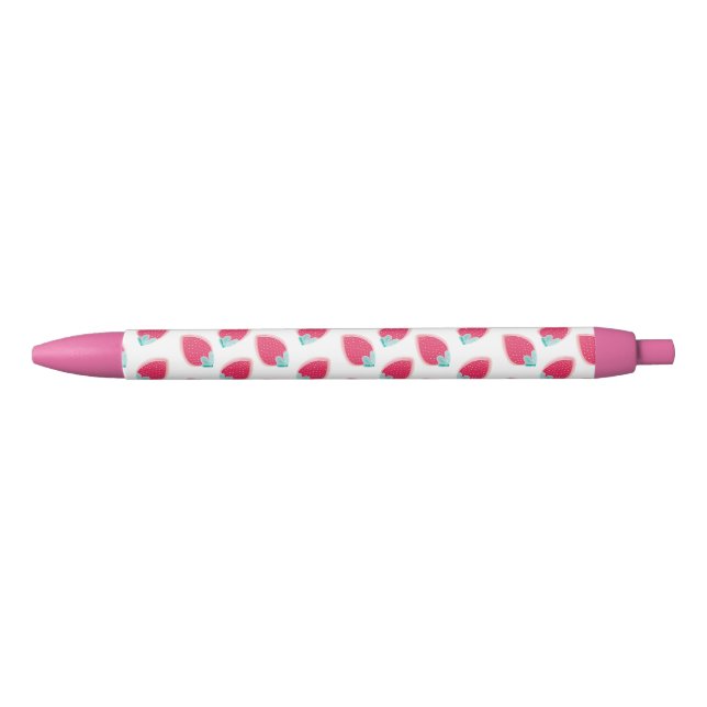 Cute Strawberry Fruit Pattern Black Ink Pen (Front)