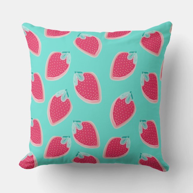 Cute Strawberry Fruit Pattern Cushion (Front)